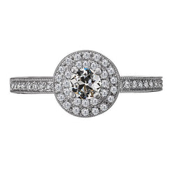 Diamant Halo-Fassung Ring – Jubiläumsband 1 Karat 14K Weißgold
