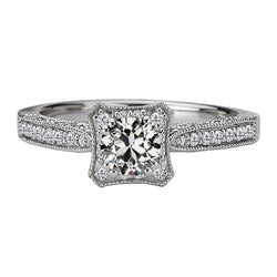 Altschliff Brillant Solitär-Ring mit Akzenten 1 Karat – 14K