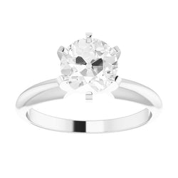 14K Weißgold Antik-Kissen-Schliff Diamant Einzelstein-Ring 2,50