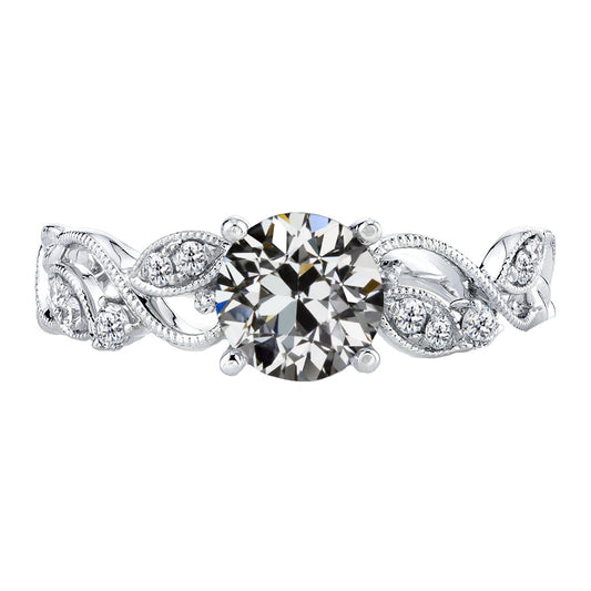 Antik-Kissen-Schliff Diamant Ring in 14K Weißgold – Hauptansicht