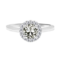 Schimmernder Halo-Fassung Ring mit Old Mine Cut Edler Diamant