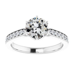 Naturreiner Edler Diamant Solitär-Ring mit Akzenten – 14K