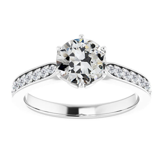 Edler Diamant Solitär-Ring mit Akzenten 2,50-Karat 14K Weißgold – Hauptansicht