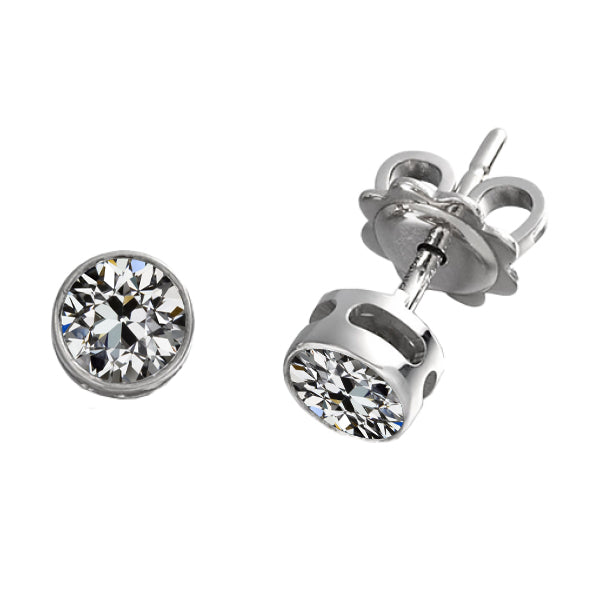Edler Diamant Antik-Kissen-Schliff Ohrstecker in 14K Weißgold – Hauptansicht