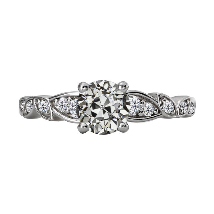 Edler Diamant Old Mine Cut Brautring in 14K Weißgold – Hauptansicht