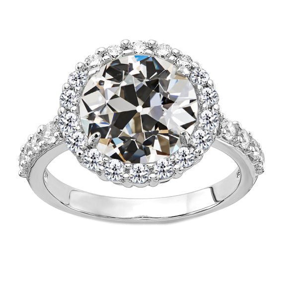 Edler Diamant Halo-Verlobungsring 3-Karat 14K Weißgold – Hauptansicht