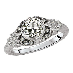 Antik-Kissen-Schliff Brautring – Diamant 3 Karat Bicolor 14K Gold