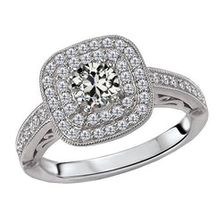Antik-Kissen-Schliff Brillant Halo-Fassung Ring in 14 Karat