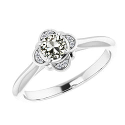 Natürlicher Antik-Kissen-Schliff Brillant Halo-Verlobungsring 1