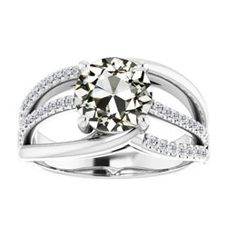 Old Mine Cut Brillant Akzent-Solitär-Ring 2 Karat – 14K Weißgold