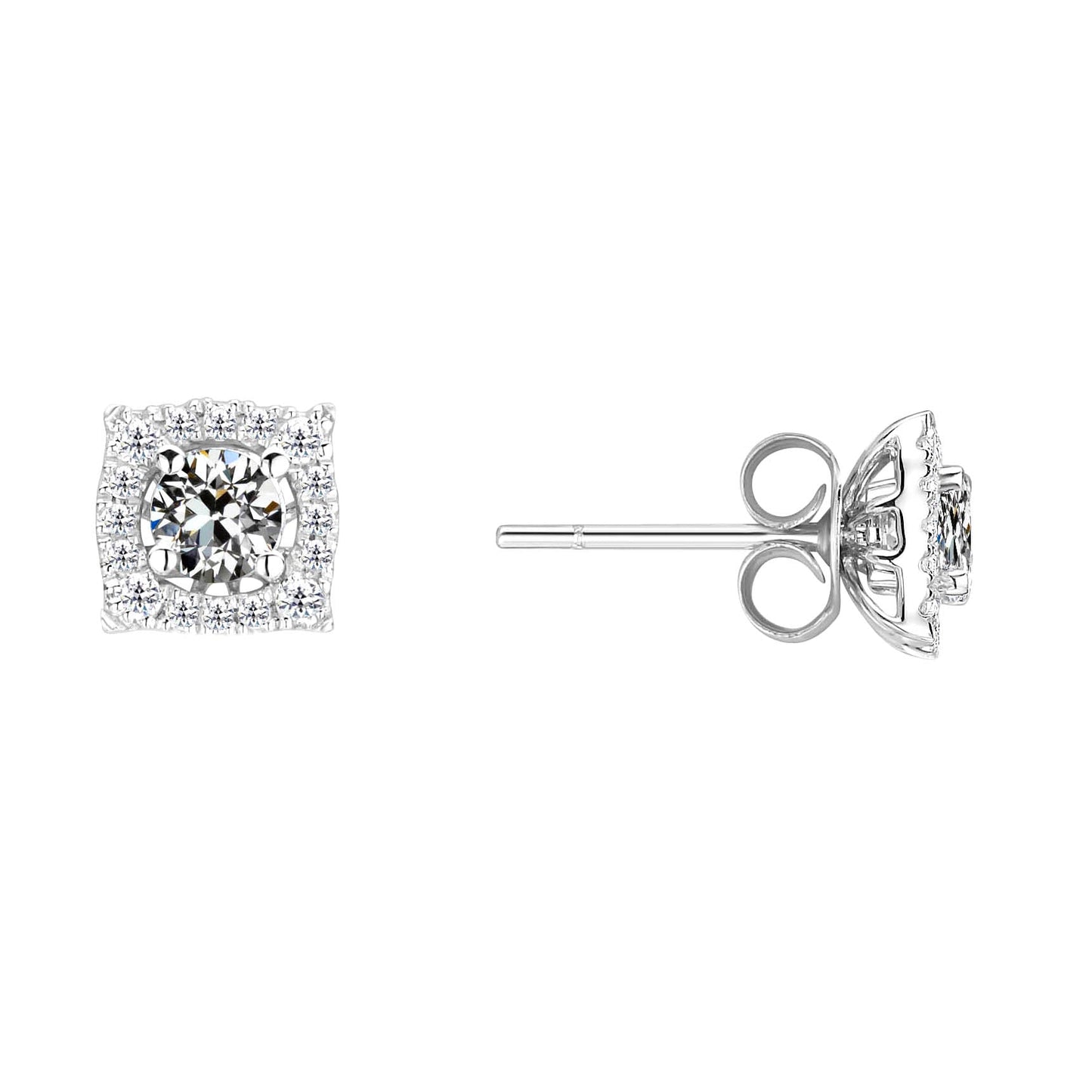 Diamant Antik-Kissen-Schliff Ohrringe in 14K Weißgold – Hauptansicht