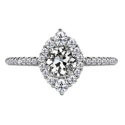14K Weißgold Diamant Halo-Fassung Ring – 3,50-Karat Old Mine Cut