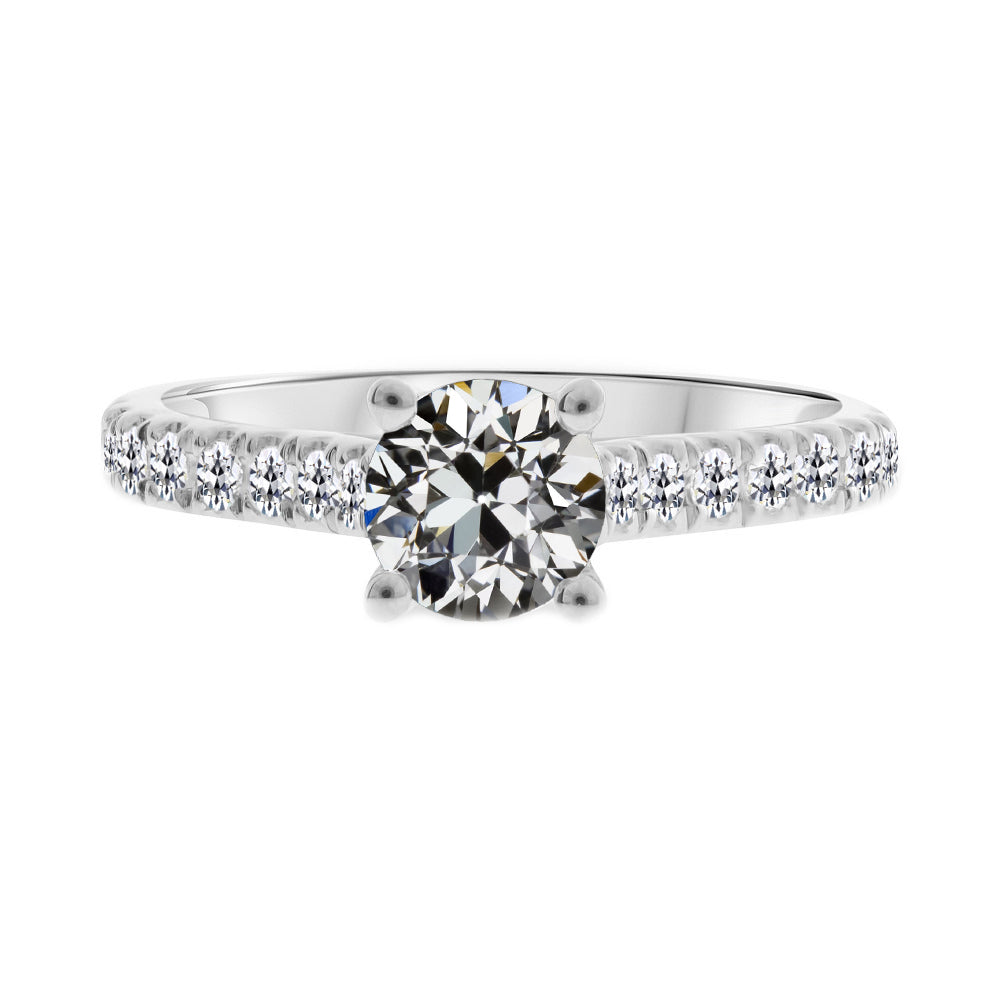 Solitär-Ring mit Akzenten 14 Karat Weißgold mit Edler Diamant – Hauptansicht