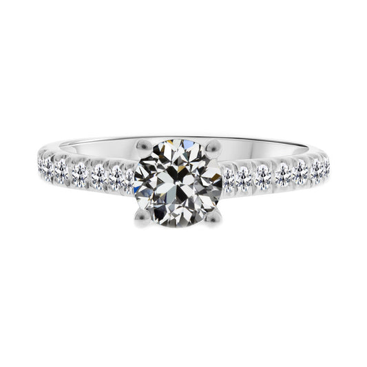 Solitär-Ring mit Akzenten 14 Karat Weißgold mit Edler Diamant – Hauptansicht