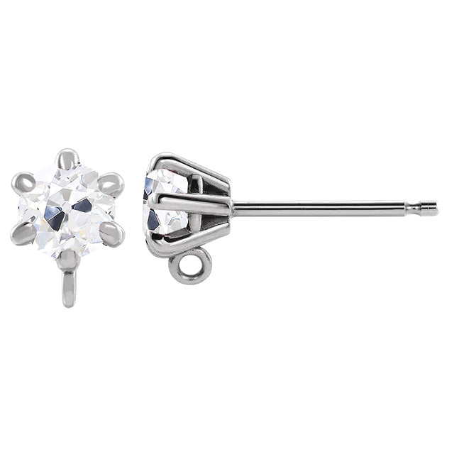 Diamant Antik-Kissen-Schliff Ohrstecker in 14K Weißgold – Frontansicht