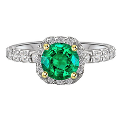 Naturreiner Smaragd Edelstein-Ring – Bicolor 14K Gold 3 Karat