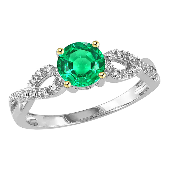 Smaragd Edelstein-Ring 1-Karat Zweifarbiges 14K Gold – Hauptansicht