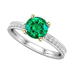 Smaragd Pavé Edelstein-Ring 2 Karat in Bicolor 14K Gold