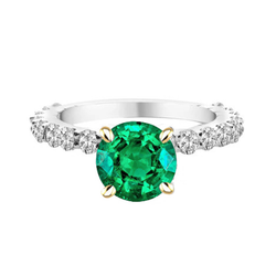 Edler Smaragd GIA-Geprüft Farbstein-Ring 2 Karat in Bicolor 14K