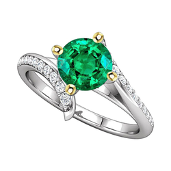 14 Karat Zweifarbig Gold Geteilte Schiene Smaragd