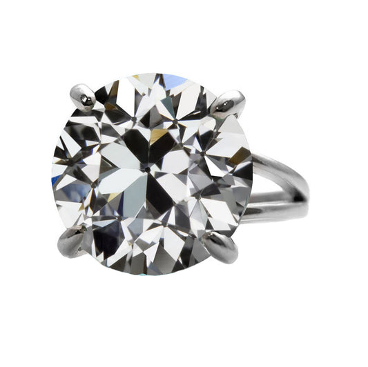 Old Mine Cut Edler Diamant Ring in 14 Karat Weißgold – Hauptansicht