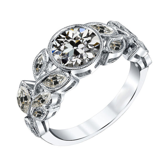 Diamant Old Mine Cut Antragsring in 14K Weißgold – Hauptansicht