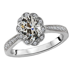 Brillant im Old Mine Cut Halo-Verlobungsring 6 Karat – 14K