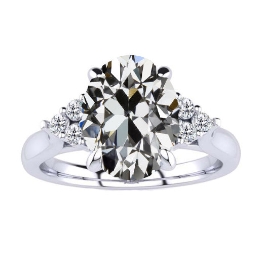 Natürlicher Diamant Solitär-Ring mit Akzenten 4,50 Karat 14K Weißgold – Hauptansicht
