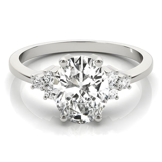 Diamant Solitär-Ring mit Akzenten 4,50-Karat 14K Weißgold – Frontansicht