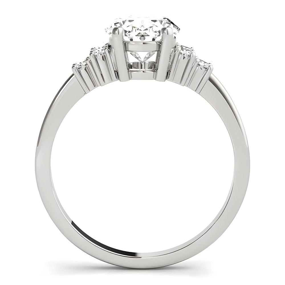 Natürlicher Diamant Solitär-Ring mit Akzenten – Profilansicht