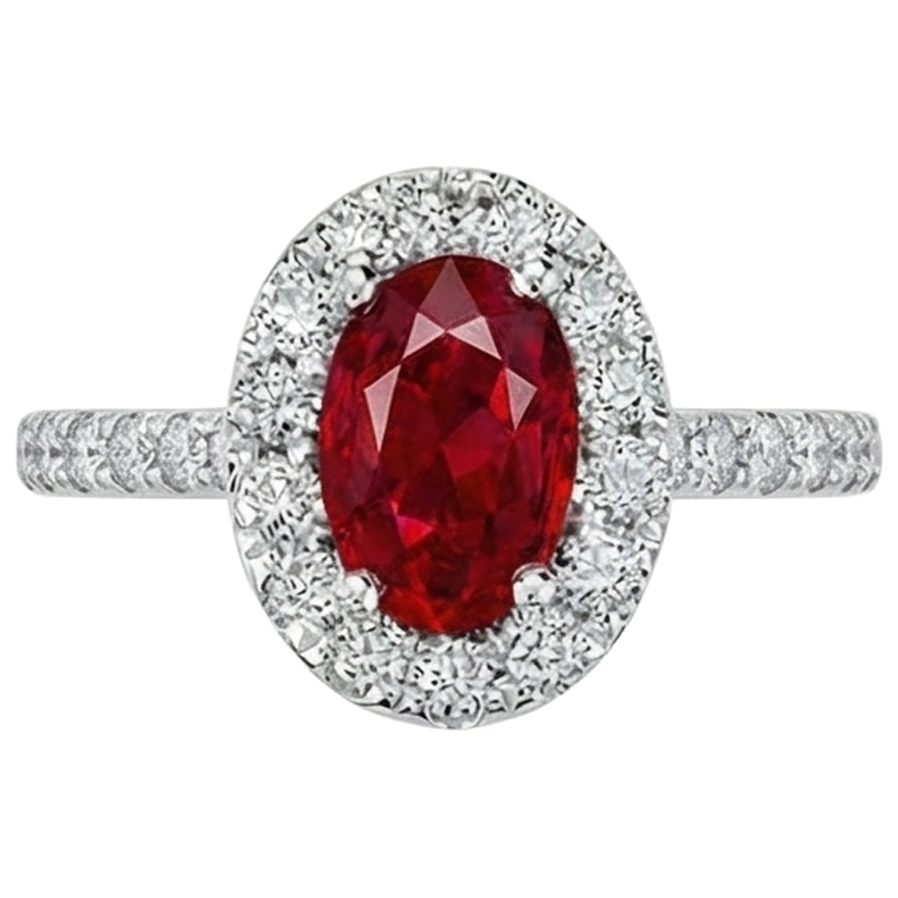 echter oval rubin 4Karat ring Vorderansicht