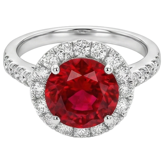 echter round rubin 4.50Karat ring Seitenansicht