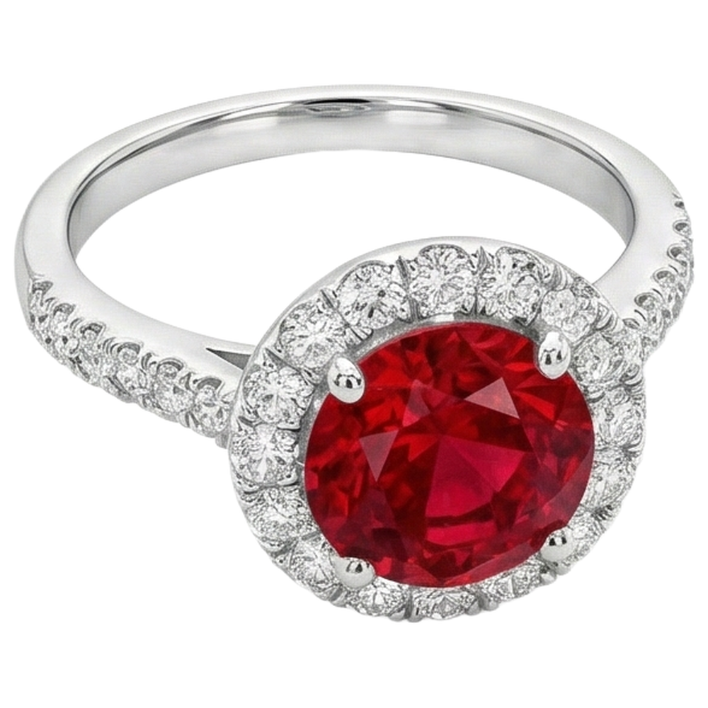 echter round rubin 4.50Karat ring Detailansicht