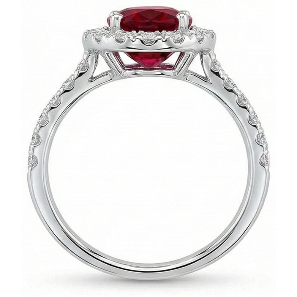 echter oval rubin 4.55Karat ring Detailansicht