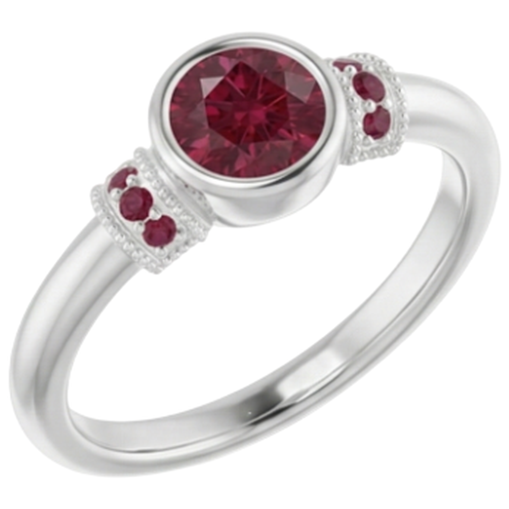 echter round rubin 1Karat ring Seitenansicht