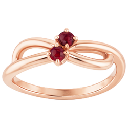 Rubinring Roségold 0,20 Karat Infinity Twist Stil U Krappenfassung