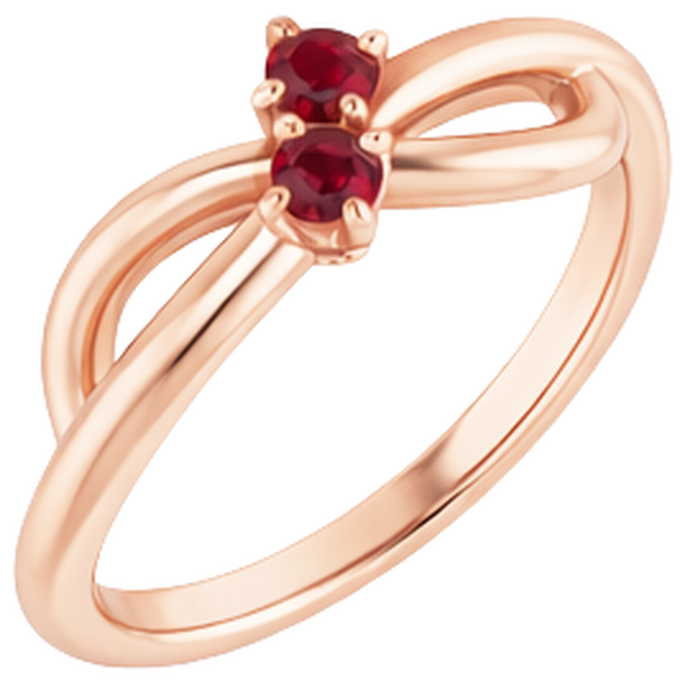 Rubinring Roségold 0,20 Karat Infinity Twist Stil U Krappenfassung