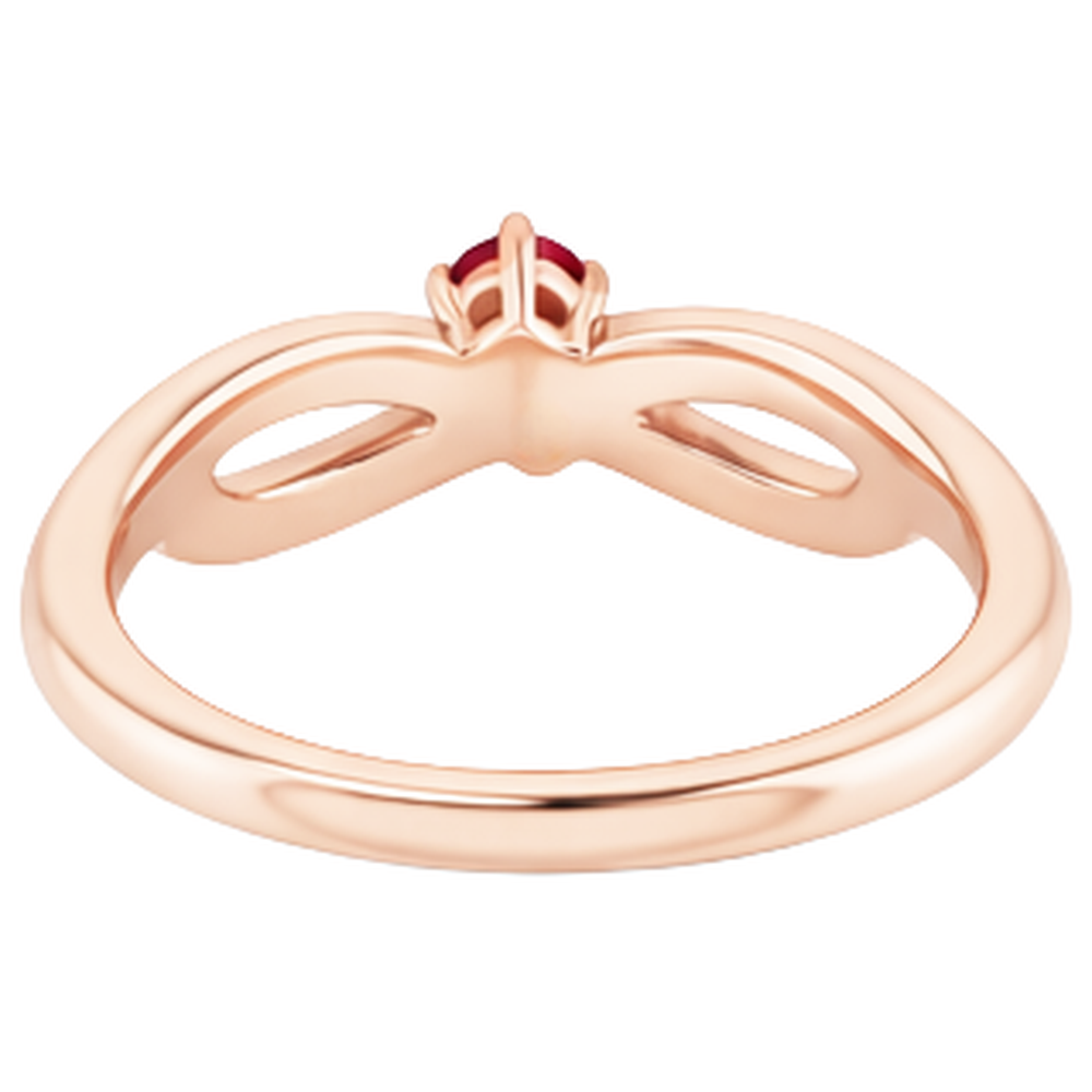 Rubinring Roségold 0,20 Karat Infinity Twist Stil U Krappenfassung