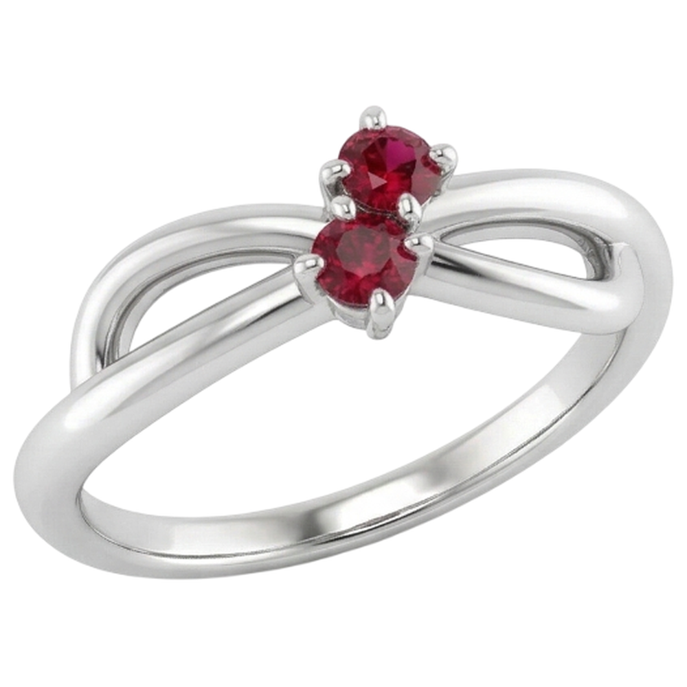 Rubinstein Versprechen Ring Band Schaft Stil Weißgold 14K 0.50 Karat