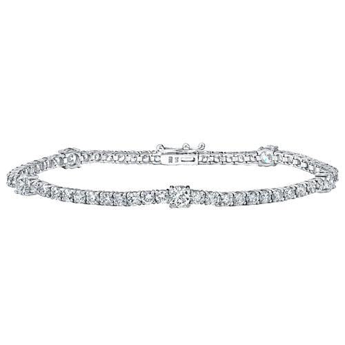 Rund 6,65 Karat Krappenset Natürlich Diamant Damen Armband Weißgold 14K