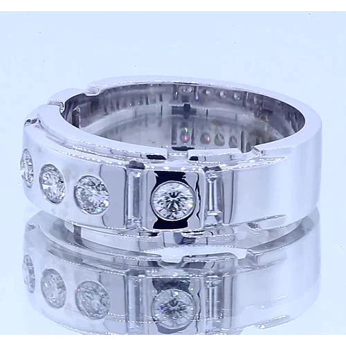 Rund & Baguettes Echt Diamant-Jubiläumsband Satin-Finish 1,50 Karat