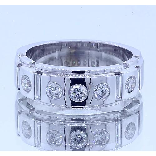 Rund & Baguettes Echt Diamant-Jubiläumsband Satin-Finish 1,50 Karat
