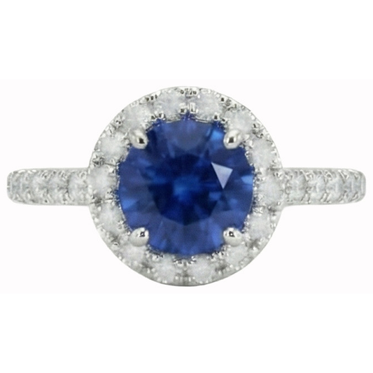 echter round saphir 2Karat ring Seitenansicht