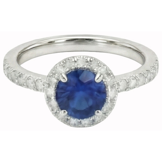 echter round saphir 2Karat ring Vorderansicht