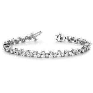 Rund geformtes Echt Feindiamant-Tennisarmband massiv Wg 14K 6,50 Ct