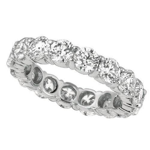 Rund 4,80 Karat Echt Aus der Erde Abgebauter Natürlicher Diamant Eternity Band Funkelndes Weißgold 14K