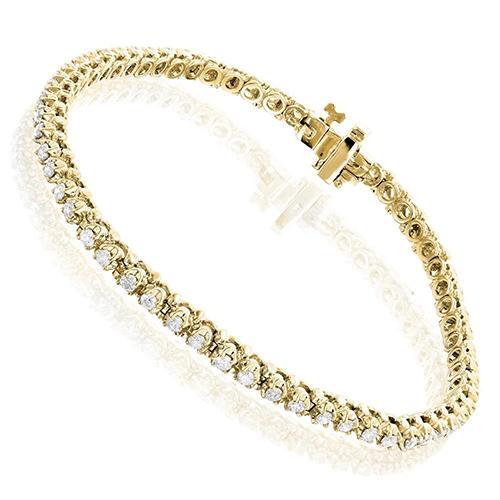 Runde 3,80 Karat Echt Diamanten Lady Tennis Armband Krappen Set YG 14K