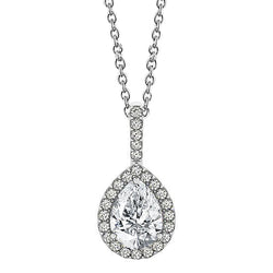 Runde & Birnen-Echt-Diamant-Anhänger-Halskette ohne Kette 1,75 Karat WG 14K
