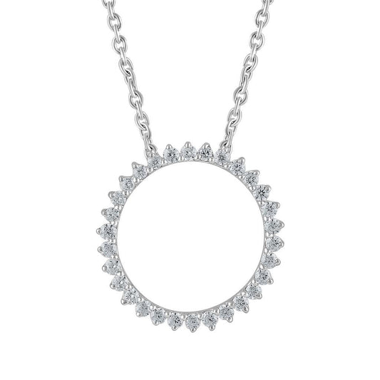 Runde Brillantform-Diamantkreis-Echtanhänger-Halskette 3 Karat WG 14K
