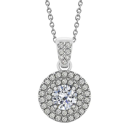 Runde Echt Diamant-Anhänger-Halskette 1,85 Karat ohne Kette Weißgold 14K